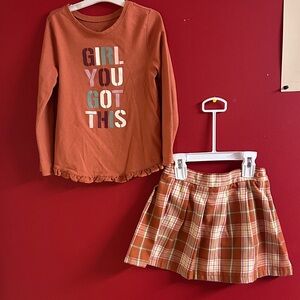 Orange Plaid Skort and Top Set for Kids size 4T by Garanimals